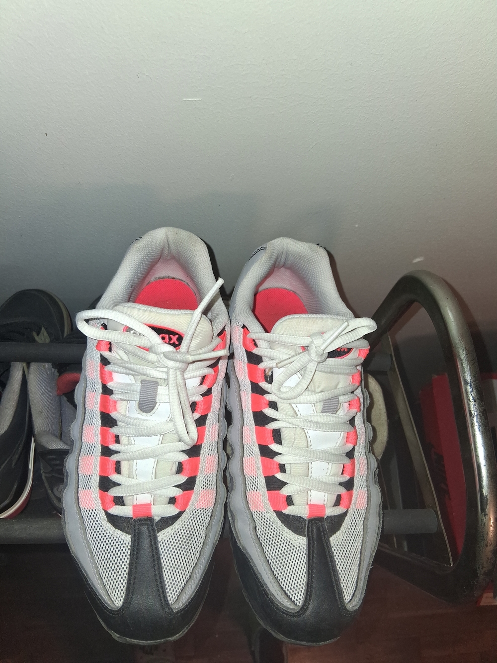Nike White Pink Gray Air Max 95 Sneakers